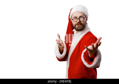 Le Père Noël pose en studio Banque D'Images