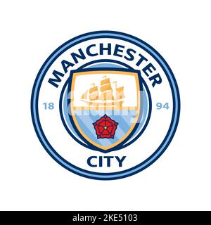 Vinnitsa, Ukraine - 03 novembre 2022: Football football Manchester City clubs icônes. Illustration éditoriale vectorielle Illustration de Vecteur