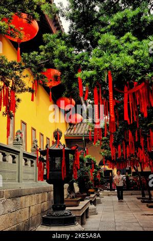 Rubans de prière au temple de bouddha de jade à shanghai, chine Banque D'Images