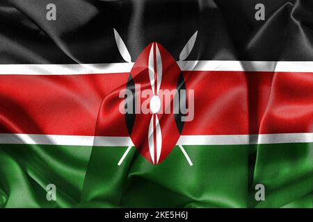 Drapeau du Kenya - drapeau de tissu d'ondulation réaliste Banque D'Images