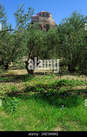 L'église notre-Dame du Kiss doux (glykkylousa panagia) Petra, Lesbos, Iles Egéennes du Nord, Grèce. Banque D'Images