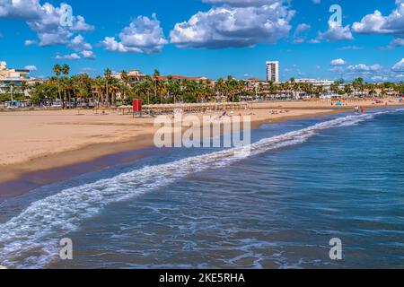 Platja Prat d'en Fores Cambrils plage Espagne Costa Dorada Catalogne Tarragone province une des belles plages de la côte d'Or Banque D'Images