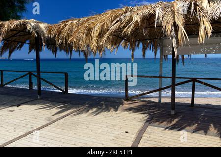 Plage d'Anaxos, Anaxos, Lesbos, Iles Egéennes du Nord, Grèce. Banque D'Images