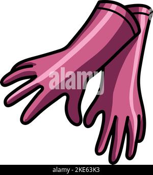 Les gants en caoutchouc de style caricature sont isolés sur un fond blanc vertical. Illustration de Vecteur