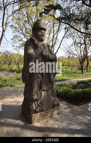 Un cliché vertical de la statue à la tombe de Ming Emperors, Nanjing, Chine Banque D'Images