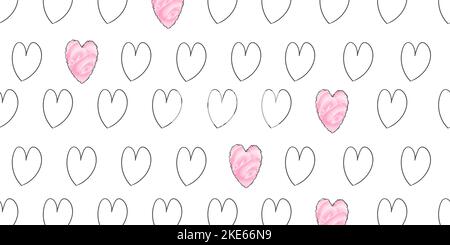 Contexte de la Saint-Valentin. Motif coeurs. Illustration vectorielle isolée sur fond blanc. Carte de voeux coeur dessiné à la main pour la Saint-Valentin. Tendance Illustration de Vecteur