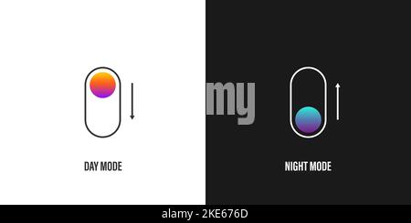 Mode jour et mode nuit. Concept d'icône de mode sombre. Concept de conception d'interface d'application. Icône du commutateur de mode Dark. Illustration vectorielle Illustration de Vecteur