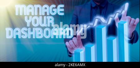 Affiche gérer votre tableau de bord. Page d'accueil Web de présentation de l'entreprise pour gérer la gestion du flux de travail des processus métier Banque D'Images