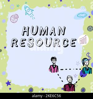 Panneau écrit à la main Ressources humaines. Idée d'entreprise un service essentiel pour gérer les préoccupations liées au personnel et aux employés Banque D'Images