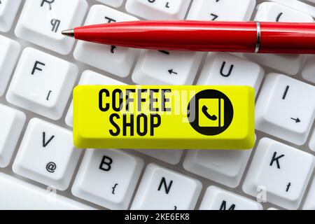 Écriture affichant le texte Coffee Shop. Mot écrit sur un restaurant qui sert principalement du café et des repas légers Banque D'Images