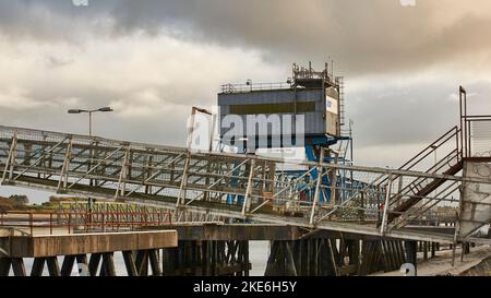 Le terminal de ferry RoRo, maintenant fermé à Fleetwood Banque D'Images