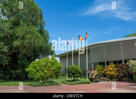 Entrée du Musée militaire de WW2, autour d'empeements d'armes à feu en béton dans une région qui a été la partie la plus fortement fortifiée de l'Australie pendant le Banque D'Images