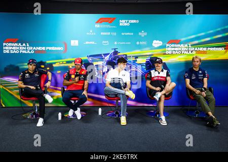 Sao Paulo, Brésil. 10th novembre 2022. #11 Sergio Perez (MEX, Oracle Red Bull Racing), #55 Carlos Sainz (ESP, Scuderia Ferrari), #10 Pierre Gasly (FRA, Scuderia AlphaTauri), #77 Valtteri Bottas (fin, Alfa Romeo F1 Team ORLEN), # 23 Alexander Albon (THA, Williams Racing), F1 Grand Prix de Pace de José 10 novembre, Brésil 2022 à Sao Paulo, Brésil. (Photo par HIGH TWO) Credit: dpa/Alay Live News Banque D'Images