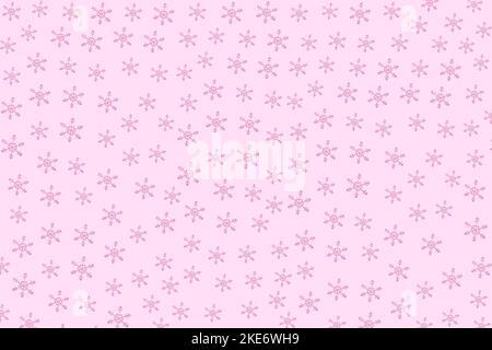 flocons de neige roses sur fond rose, concept de vacances créatif Banque D'Images