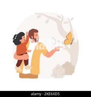 Changer l'illustration de vecteur de dessin animé isolé d'attention. Pleurs et cris d'enfant, parent pointant sur quelque chose avec l'index pour changer l'attention, élever des enfants, élevant le dessin animé vectoriel. Illustration de Vecteur