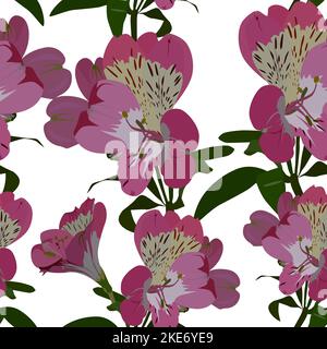 Motif vectoriel sans couture avec fleurs d'alstroemeria. Fond floral, papier peint. Illustration de Vecteur