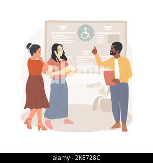 Programme individualisé illustration vectorielle isolée de dessin animé. Les enseignants s'assoient ensemble pour discuter du programme d'études, remplacer les activités, les classes individualisées pour les enfants handicapés vector caricature. Illustration de Vecteur