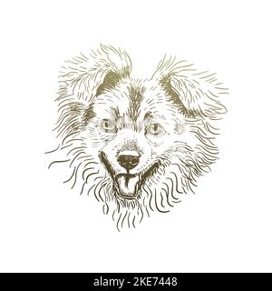 Le visage d'un chien en forme de cooque avec une ligne. Illustration vectorielle Illustration de Vecteur