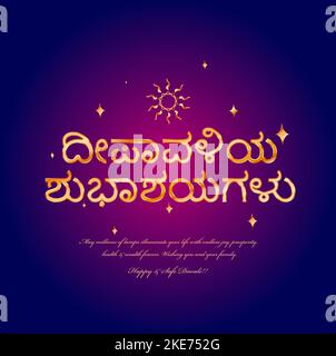 Bonne salutation de Diwali dans la typographie de Kannada. Kannada bonne Diwali. Illustration de Vecteur