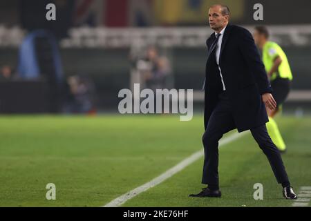 Vérone, Italie, 10th novembre 2022. Massimiliano Allegri entraîneur en chef de Juventus réagit pendant le Serie Un match au Stadio Marcantonio Bentegodi, Vérone. Le crédit photo devrait se lire: Jonathan Moscrop / Sportimage Banque D'Images