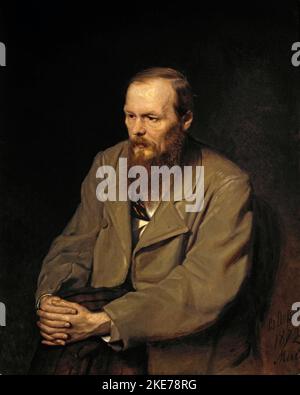 Portrait de Fyodor Dostoïevski par Vasily Perov c. 1872 Fyodor Mikhaïlovich Dostoevsky (1821 – 1881), translittéré Dostoïevsky, romancier et écrivain russe Banque D'Images