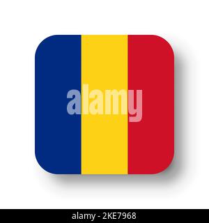 Drapeau de Roumanie - carré vectoriel plat avec coins arrondis et ombre portée. Illustration de Vecteur