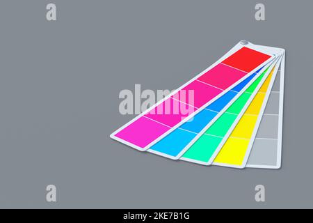 Palette de couleurs sur fond gris. Nuancier. Copier l'espace. 3d rendu Banque D'Images