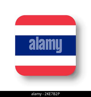 Drapeau thaïlandais - carré vectoriel plat avec coins arrondis et ombre portée. Illustration de Vecteur