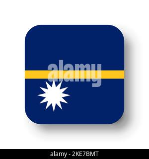 Drapeau Nauru - carré vectoriel plat avec coins arrondis et ombre portée. Illustration de Vecteur