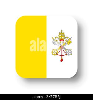 Drapeau de la Cité du Vatican - carré vectoriel plat avec coins arrondis et ombre portée. Illustration de Vecteur