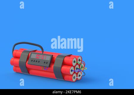 Bombe dynamite avec minuterie numérique dans le coin. Compte à rebours et échéance. Copier l'espace. 3d rendu Banque D'Images