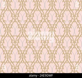 Motif vectoriel en Damas rose et blanc sans couture. Éléments cachemire vintage. Motifs traditionnels turcs. Idéal pour le tissu et le textile, le papier peint et l'emballage. Illustration de Vecteur