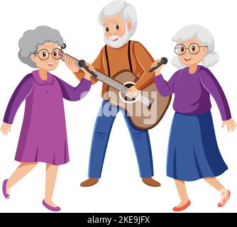 Des personnes âgées jouant de l'illustration musicale Illustration de Vecteur