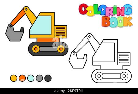 Illustration vectorielle d'une pelle hydraulique. Livre de coloriage pour enfants. Niveau simple Illustration de Vecteur