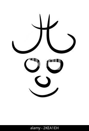 drôle de visage icône sourire noir et blanc Illustration de Vecteur