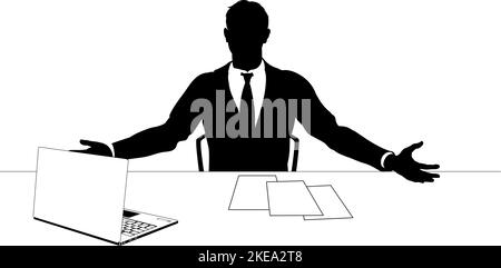 Business suit Man Silhouette au bureau Illustration de Vecteur