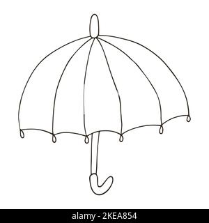 Illustration de l'automne avec style dessiné à la main. Parapluie. Mise en plan monochrome. Icône, panneau, autocollant Illustration de Vecteur