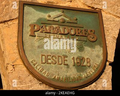 Panneau Parador Hotel. Gibraltar, Málaga, Espagne. Banque D'Images