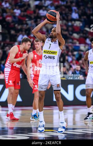 Athènes, Lombardie, Grèce. 10th novembre 2022. 7 KEVIN PUNTER de Partizan lors de l'Euroligue, Round 7, match entre Olympiacos Pirée et Partizan au stade de la paix et de l'amitié sur 10 novembre 2022 à Athènes, Grèce. (Image de crédit : © Stefanos Kyriazis/ZUMA Press Wire) Banque D'Images