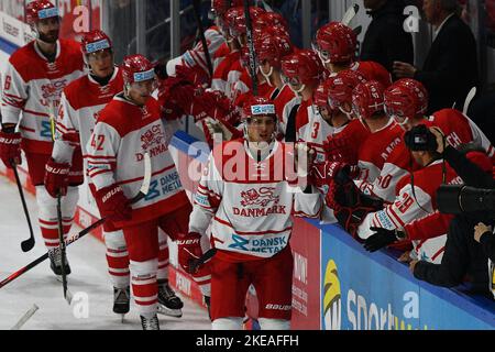 KREFELD, ALLEMAGNE - 10 NOVEMBRE 2022: . Coupe Deutschland 2022, le jeu Allemagne - Danemark à Yayla-Arena Banque D'Images