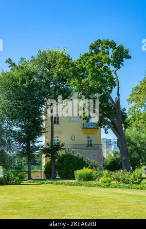 Peterhof, pavillon d'Olga sur l'île d'Olga's Pond, dans le parc Colonist Banque D'Images