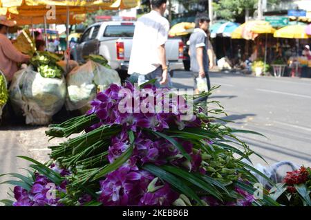 Marché aux fleurs Bangkok coloré Dékoration frais floral Banque D'Images