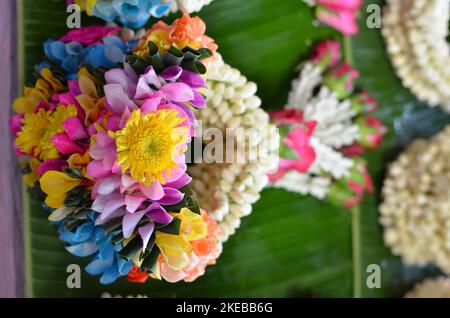 Marché aux fleurs Bangkok coloré Dékoration frais floral Banque D'Images