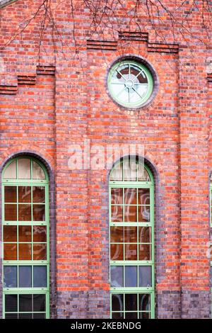 Fenêtres et brickwork dans le quartier des bijoux, Birmingham, Royaume-Uni Banque D'Images