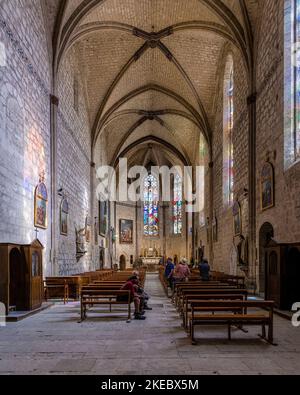 La collégiale Saint-Pierre de la Romieu est un complexe composé d'un cloître, d'une église, de deux tours et des vestiges d'un ancien palais. Banque D'Images