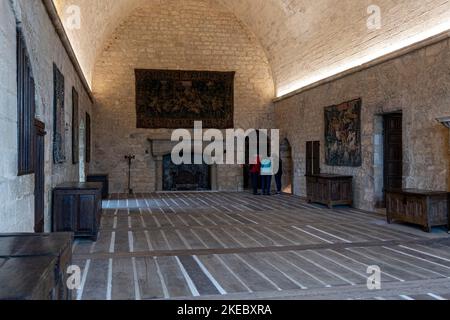 Château de Beynac. Situé au sommet d'une falaise vertigineuse, surplombant le village de Beynac-et-Cazenac, le château de Beynac est une sentinelle en pierre Banque D'Images