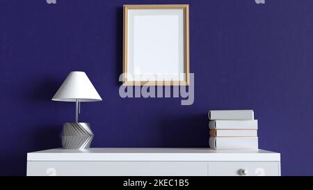 cadre vide haut de la table d'étude 3d illustration, espace de copie vide pour le texte ou la photo ou les citations dans la salle de séjour 3d rendu, réaliste salle de séjour illus Banque D'Images