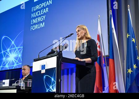 Prague, République tchèque. 11th novembre 2022. Le Commissaire européen chargé de l'énergie, M. Kadri Simson, s'exprime au début du Forum européen sur l'énergie nucléaire à Prague, en République tchèque, à propos de 11 novembre 2022. Crédit : vit Simanek/CTK photo/Alay Live News Banque D'Images