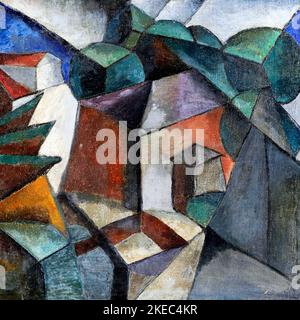 Sans titre par l'artiste russe Lyubov Popova (1889-1924), huile sur toile, 1915 Banque D'Images