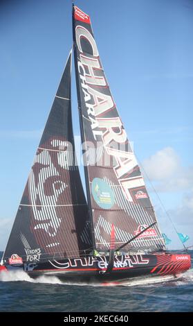 Pendant la route du Rhum-destination Guadeloupe 2022, course transatlantique solo, Saint-Malo - Guadeloupe (6 562 kilomètres) sur 9 novembre 2022 à Saint-Malo, France - photo Laurent Lairys / DPPI Banque D'Images